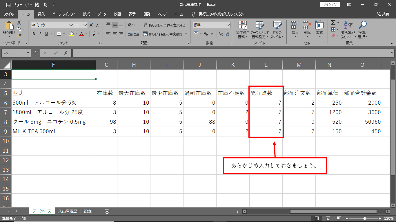 発注点数追加